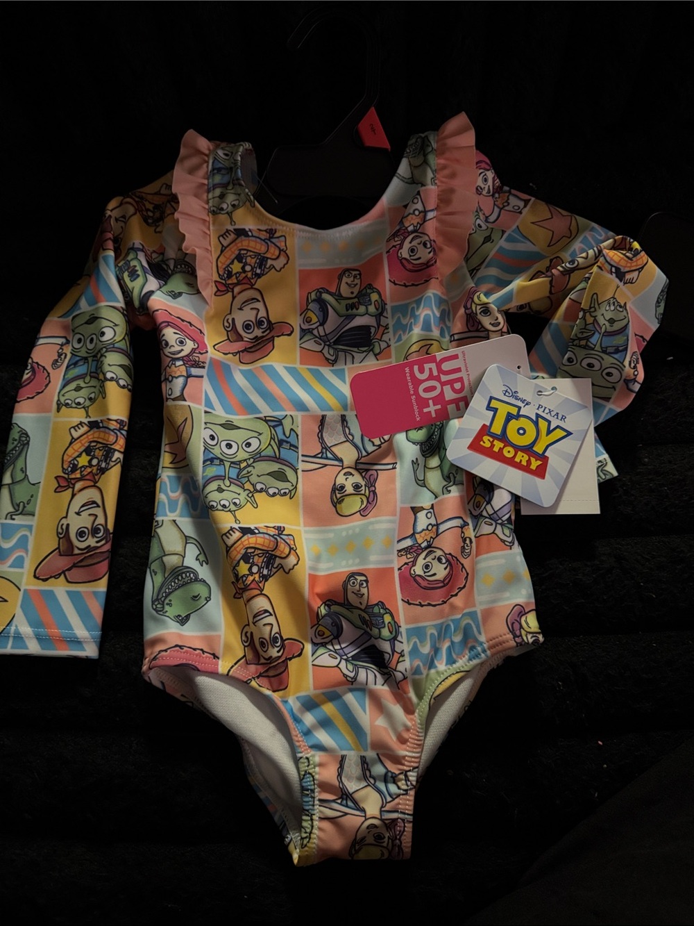 Disney Kids One-Piece Swimsuit in Pastel Pink, Yellow, Blue